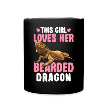 Cette fille aime son dragon barbu lézard Li - Mug uni - noir - Devant