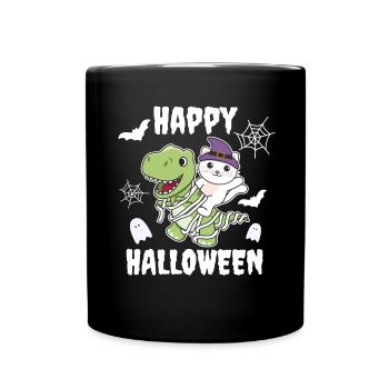 Cat Happy Halloween T-Rex Mummy Costume - Full Colour Mug - black - Front