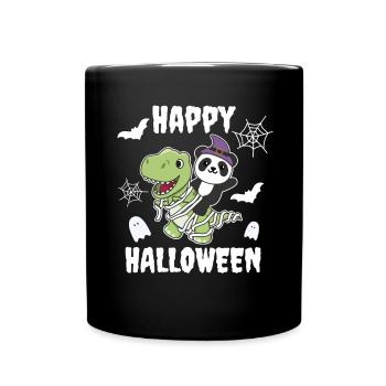 Panda Happy Halloween T-Rex Mummy Costume - Full Colour Mug - black - Front