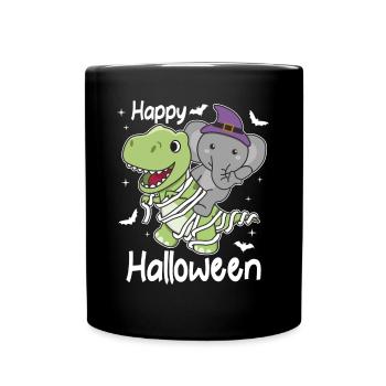 Elephant Happy Halloween T-Rex Mummy Costume - Full Colour Mug - black - Front