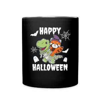 Rote Panda Happy Halloween T-Rex Mumie Kostüm - Tasse einfarbig - Schwarz - Vorne