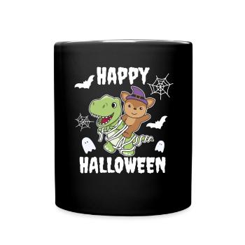 Deer Happy Halloween T-Rex Mummy Costume - Full Colour Mug - black - Front