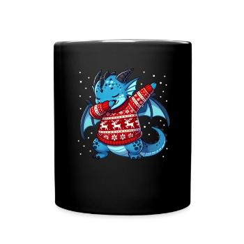 Christmas Dragon Lover Dragon Ugly - Full Colour Mug - black - Front