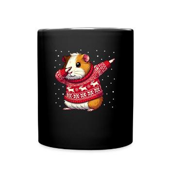 Weihnachten Meerschweinchen Hässliche Weihnachten - Tasse einfarbig - Schwarz - Vorne