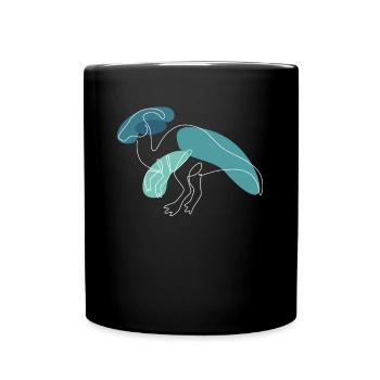 Lineart Parasaurolophini Hadrosauridae Lover - Full Colour Mug - black - Front