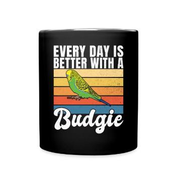 Budgie Gift - Tasse einfarbig - Schwarz - Vorne