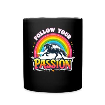 Follow Your Passion Horse Rider - Full Colour Mug - black - Front