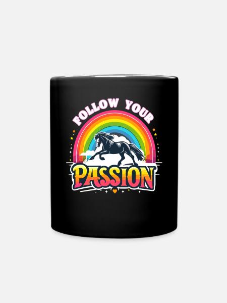Follow Your Passion Pferd Reiterin - Tasse einfarbig - Schwarz
