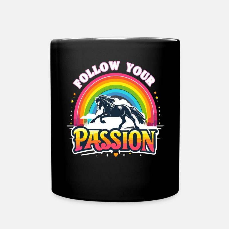 Follow Your Passion Pferd Reiterin - Tasse einfarbig - Schwarz