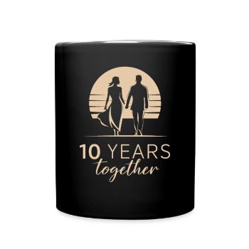 10 Years Together 10th Wedding Anniversary - Full Colour Mug - black - Front
