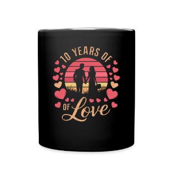 10 Jahre Liebe - 10th Wedding Anniversary - Tasse einfarbig - Schwarz - Vorne