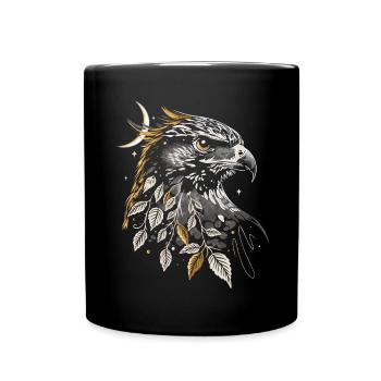 Faucon Horus et lune - Design d’automne magique - Mug uni - noir - Devant