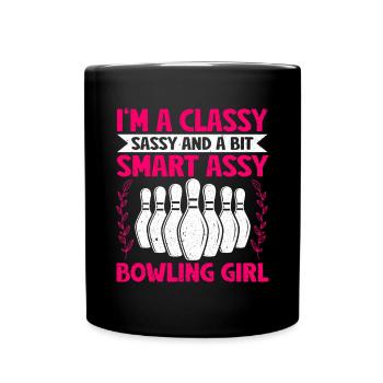 Bowling Girl Funny Ladies Team Bowler Sport - Tasse einfarbig - Schwarz - Vorne