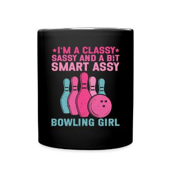 Bowling Girl Funny Ladies Team Bowler Sport - Tasse einfarbig - Schwarz - Vorne