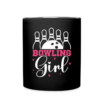 Bowling Girl Funny Ladies Team Bowler Sport - Tasse einfarbig - Schwarz - Vorne