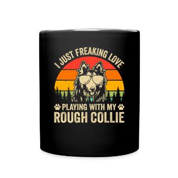 J’adore jouer avec mon Rough Collie - Mug uni - noir - Devant