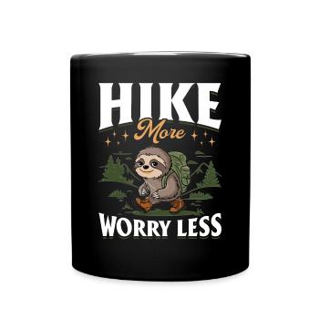 Sloth Hiking Mountains Hike More Worry Less - Tasse einfarbig - Schwarz - Vorne