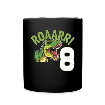 8. Geburtstag 8 Jahre Dino Dinosaurier Fan - Tasse einfarbig - Schwarz - Vorne