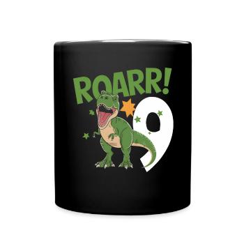 9. Geburtstag 9 Jahre Dino Dinosaurier Fan - Tasse einfarbig - Schwarz - Vorne