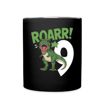 9. Geburtstag 9 Jahre Dino Dinosaurier Fan - Tasse einfarbig - Schwarz - Vorne