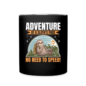 Sloth Hiking Mountains Adventure at a sloth - Full Colour Mug - black - Front