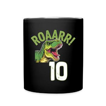 10. Geburtstag 10 Jahre Dino Dinosaurier Fan - Tasse einfarbig - Schwarz - Vorne