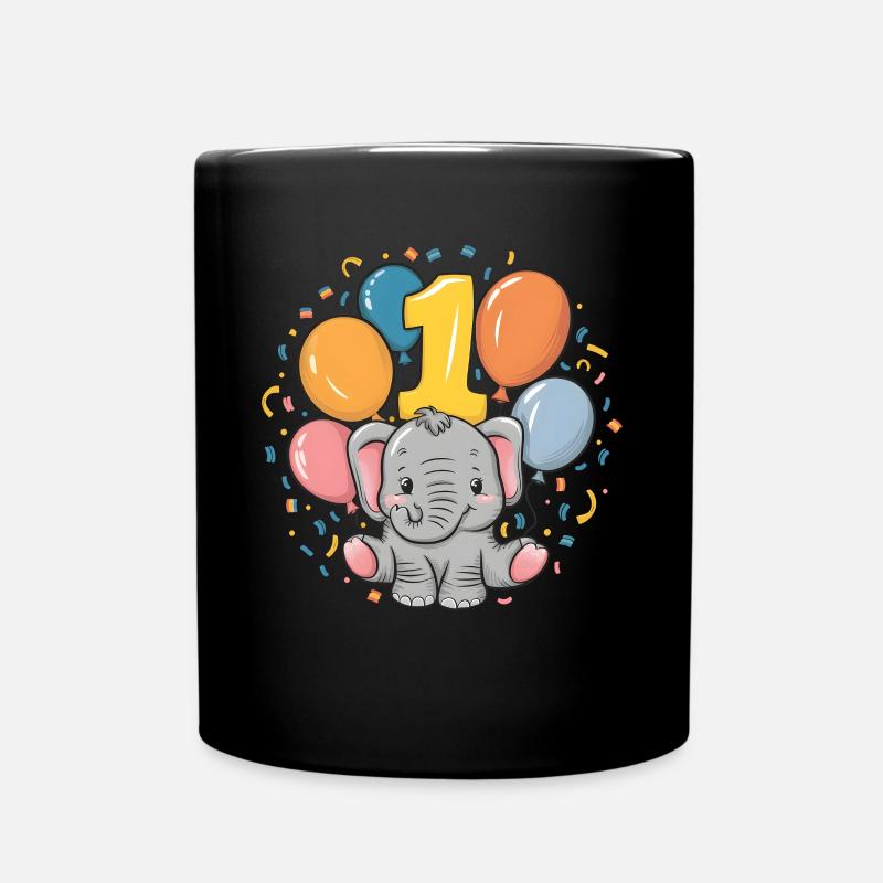 1. Geburtstag Elefant Kindergeburtstag - Tasse einfarbig - Schwarz
