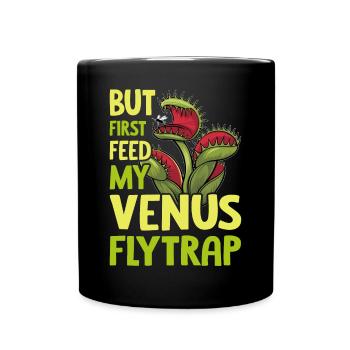 Venus Flytrap Carnivore Plant Design - Full Colour Mug - black - Front
