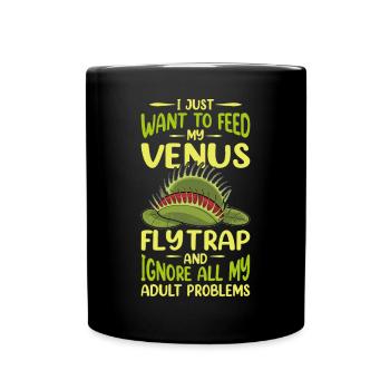 Venus Flytrap Carnivore Plant Design - Full Colour Mug - black - Front