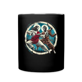Jesus vs Buddah - Tasse einfarbig - Schwarz - Vorne