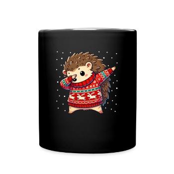 Weihnachten Igel Hässlich Weihnachten - Tasse einfarbig - Schwarz - Vorne
