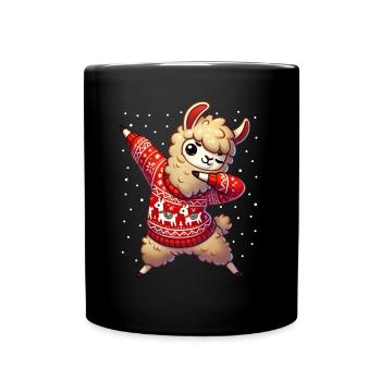 Weihnachten Llama Alpaka Hässlich Weihnachten - Tasse einfarbig - Schwarz - Vorne
