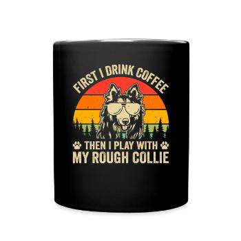 D’abord je bois du café puis je joue avec mon col rugueux - Mug uni - noir - Devant