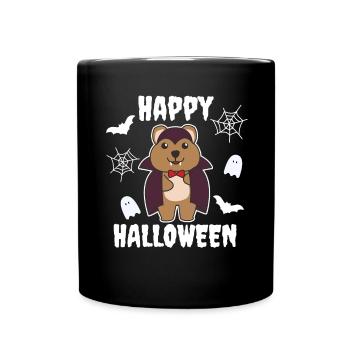 Quokka Happy Halloween Cute Vampire Costume - Full Colour Mug - black - Front
