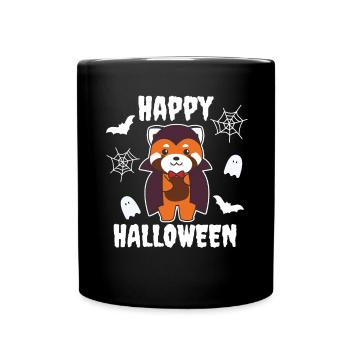 Red Panda Happy Halloween Cute Vampire Costume - Full Colour Mug - black - Front