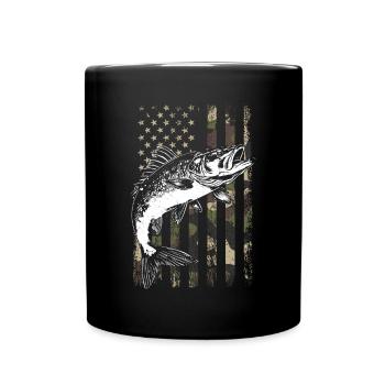 Walleye camo American flag - Tasse einfarbig - Schwarz - Vorne