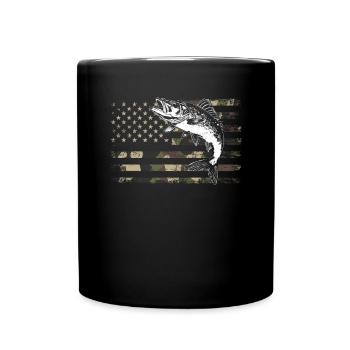 Walleye camo American flag - Tasse einfarbig - Schwarz - Vorne