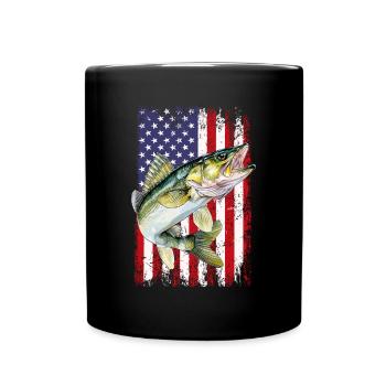 Walleye camo American flag - Tasse einfarbig - Schwarz - Vorne