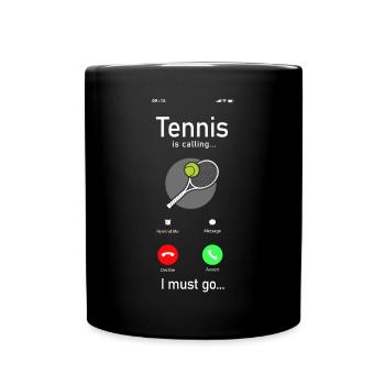 Drôle de joueur de tennis raquette téléphone - Mug uni - noir - Devant