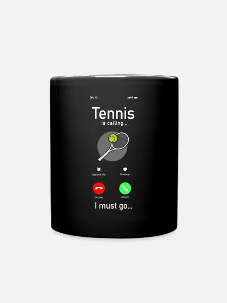 Funny Tennis Player Racket Phone - Full Colour Mug - black