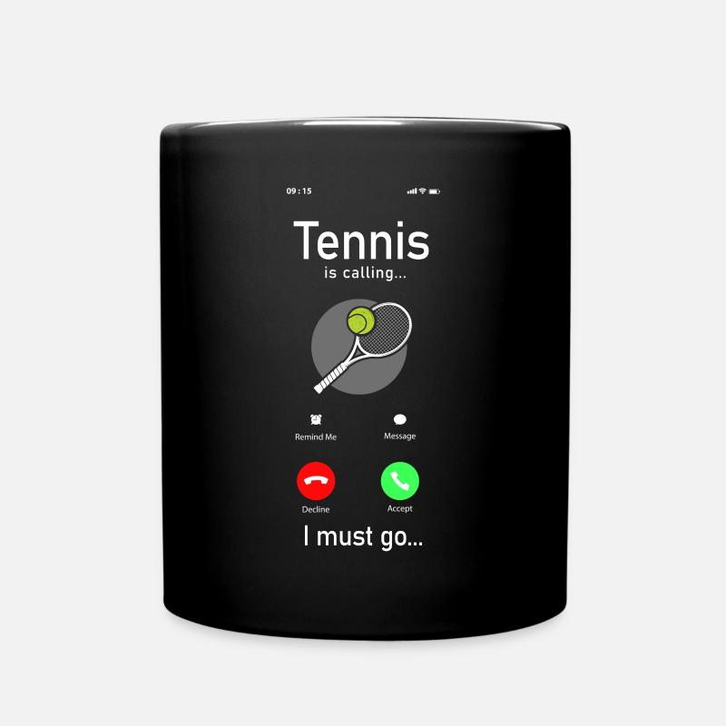 Funny Tennis Player Racket Phone - Full Colour Mug - black