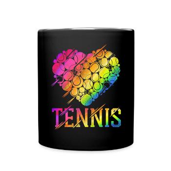 Funny Tennis Player Racket Heart - Tasse einfarbig - Schwarz - Vorne