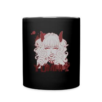 Yummy Dämonin Onigirl im Mangastil - Tasse einfarbig - Schwarz - Vorne