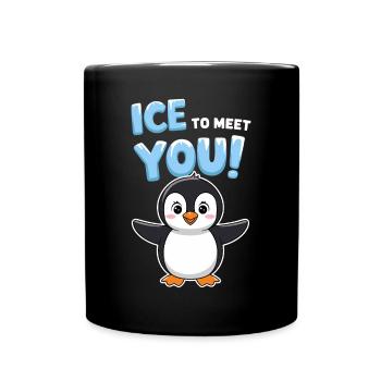 Pinguin Illustration Wortspiel Lustig Begrüßung - Tasse einfarbig - Schwarz - Vorne