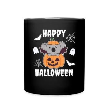 Koala Happy Halloween Citrouille Chauve-souris Costume - Mug uni - noir - Devant