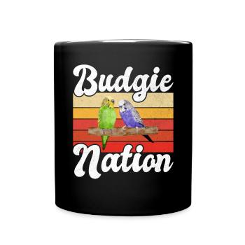 Budgie Gift - Tasse einfarbig - Schwarz - Vorne