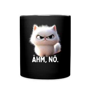 Ähm Nö Katze Nein No Faulenzer Neinsagen Katzen - Tasse einfarbig - Schwarz - Vorne