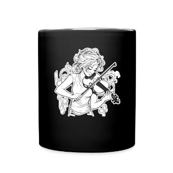 Fiddle Girl Drawing - Full Colour Mug - black - Front
