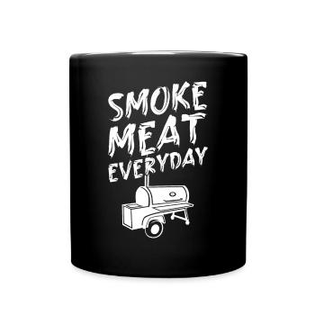 BBQ: Smoke Meat Everyday für Grillfans - Tasse einfarbig - Schwarz - Vorne