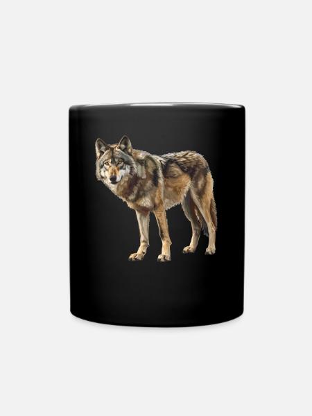 Wölfe Wolf - Tasse einfarbig - Schwarz